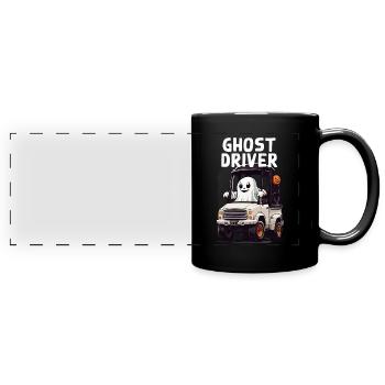 Geisterfahrer Lustiges Halloween Spuk Design - Panorama-Tasse farbig - Schwarz - Vorne