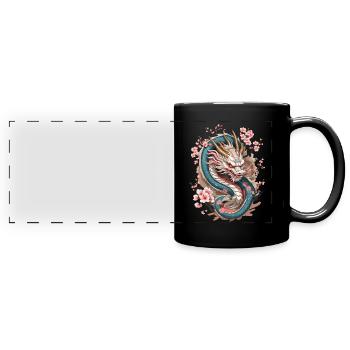Japanischer Drache Streetwear Aesthetic Design - Panorama-Tasse farbig - Schwarz - Vorne