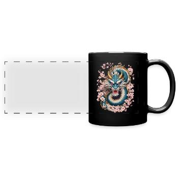 Japanischer Drache Design Aesthetic Streetwear - Panorama-Tasse farbig - Schwarz - Vorne