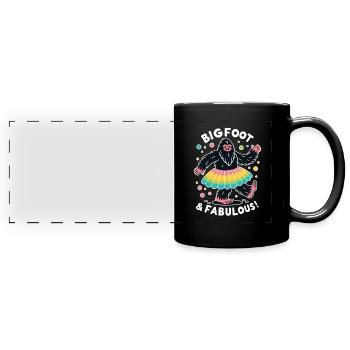 Bigfoot & Fabulous - Fun and Colorful - Full Colour Panoramic Mug - black - Front
