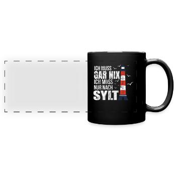 Sylt Westerland Urlaub geschenk - Panorama-Tasse farbig - Schwarz - Vorne