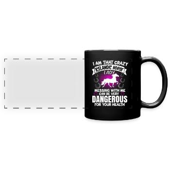 Islandpferde toelt Isi Geschenk - Panorama-Tasse farbig - Schwarz - Vorne