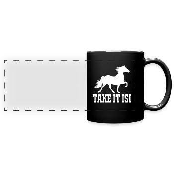 Islandpferd Tölt Westernpferd - Panorama-Tasse farbig - Schwarz - Vorne