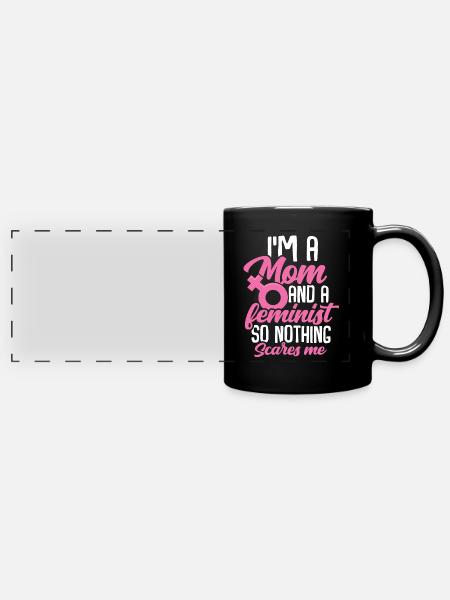 Feministin - Panorama-Tasse farbig - Schwarz