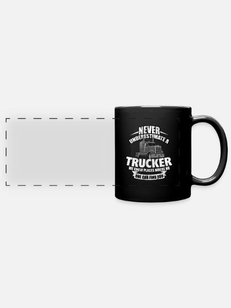 lkw - Panorama-Tasse farbig - Schwarz