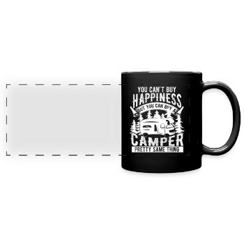 Camper caravan glücklich - Panorama-Tasse farbig - Schwarz - Vorne