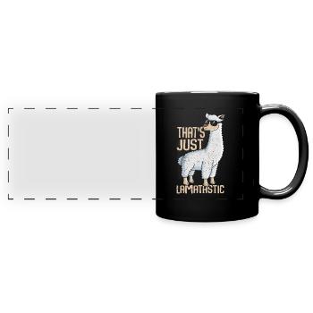 Lama - Panorama-Tasse farbig - Schwarz - Vorne