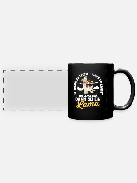 Lama - Panorama-Tasse farbig - Schwarz