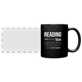 Lesen - Panorama-Tasse farbig - Schwarz - Vorne