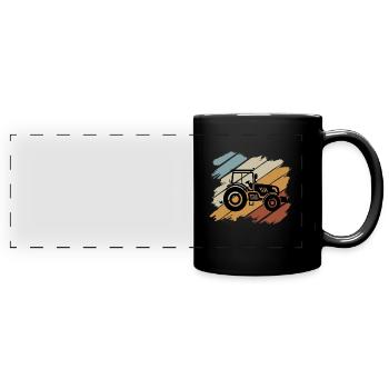 Tractor Gift Agriculture Field Work - Full Colour Panoramic Mug - black - Front