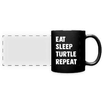 Turtle Relaxed Chill Sea Ocean Beach - Full Colour Panoramic Mug - black - Front