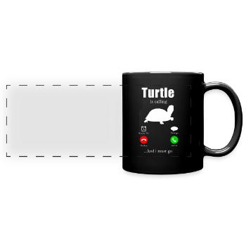 Turtle Gift Kids Reptiles Sea Beach - Full Colour Panoramic Mug - black - Front
