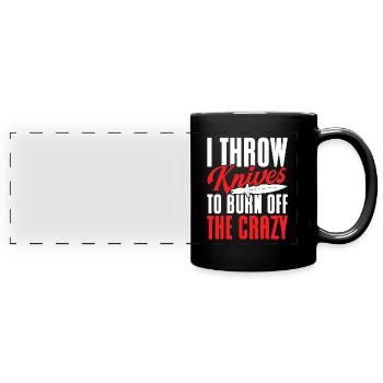 Messerwurfscheibe Geschenk Messerwerfer - Panorama-Tasse farbig - Schwarz - Vorne