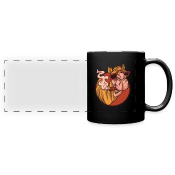 Cadeau de chameau Lama Alpaga Lama Animal Fumer - Mug panoramique uni - noir - Devant