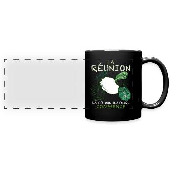 Ile De La Réunion Mon Histoire Cadeau Femme Homme - Mug panoramique uni - noir - Devant