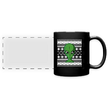 Ugly Christmas Sweater Tshirt Weihnachten Alien - Panorama-Tasse farbig - Schwarz - Vorne