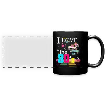 Ich liebe die 80er - Panorama-Tasse farbig - Schwarz - Vorne
