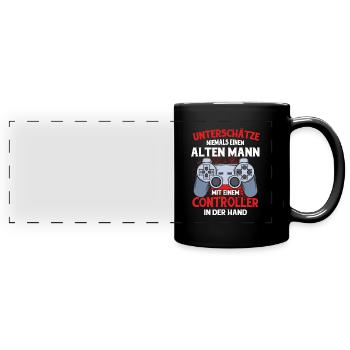 Zocker Geschenk Junge Gamer Controller Zocken - Panorama-Tasse farbig - Schwarz - Vorne