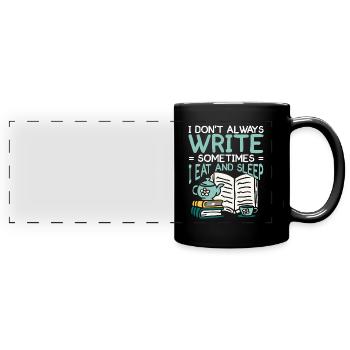 Autor Geschenk Spruch Bücherwurm Schriftsteller - Panorama-Tasse farbig - Schwarz - Vorne