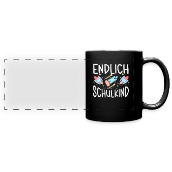 School 1. Grade - Panorama-Tasse farbig - Schwarz - Vorne