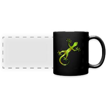 Gecko Gekko Salamander Tier Reptil Eidechse - Panorama-Tasse farbig - Schwarz - Vorne