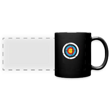 Bogenschütze - Panorama-Tasse farbig - Schwarz - Vorne