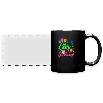 Glow Geburtstag Party Neon Birthday Geschenk - Panorama-Tasse farbig - Schwarz - Vorne