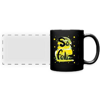 Se feliz spanischer Tippfehler - Panorama-Tasse farbig - Schwarz - Vorne
