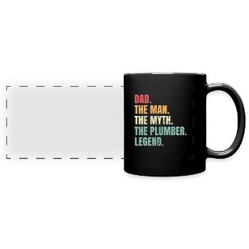 Papa Homme Mythe Plombier Légende Drôle Plombier Père - Mug panoramique uni - noir - Devant