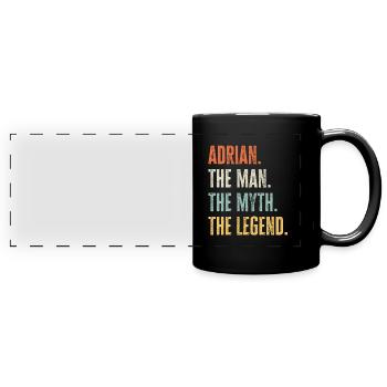 Adrian, Man Myth Legend, Funny Best Name Adrian - Full Colour Panoramic Mug - black - Front