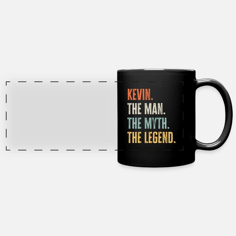 Kevin, Man Myth Legend, Funny Best Name Kevin - Full Colour Panoramic Mug - black