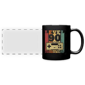 Level 90 Freigeschaltet - Panorama-Tasse farbig - Schwarz - Vorne