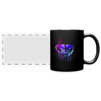 Furry DJ Cat In Neon Lights - Panorama-Tasse farbig - Schwarz - Vorne