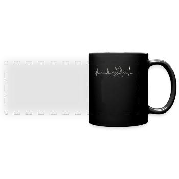 Baseball Pitcher Player. Heart. Love. EKG. Pulse. - Full Colour Panoramic Mug - black - Front