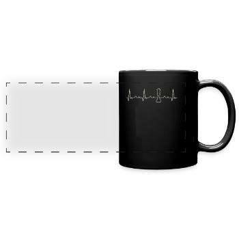 Schachstück Königin. Herz. Liebe. Ekg. Impuls. - Panorama-Tasse farbig - Schwarz - Vorne