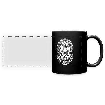 Lapin de Pâques noir et blanc - Mug panoramique uni - noir - Devant
