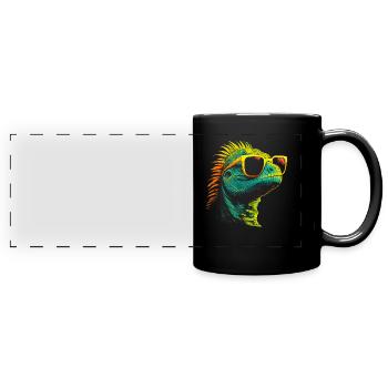 Iguana Eidechse Sonnenbrille - Panorama-Tasse farbig - Schwarz - Vorne