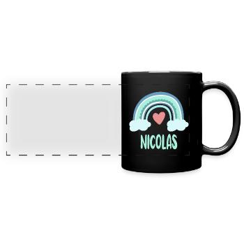 Nicolas Name Regenbogen Baby - Panorama-Tasse farbig - Schwarz - Vorne