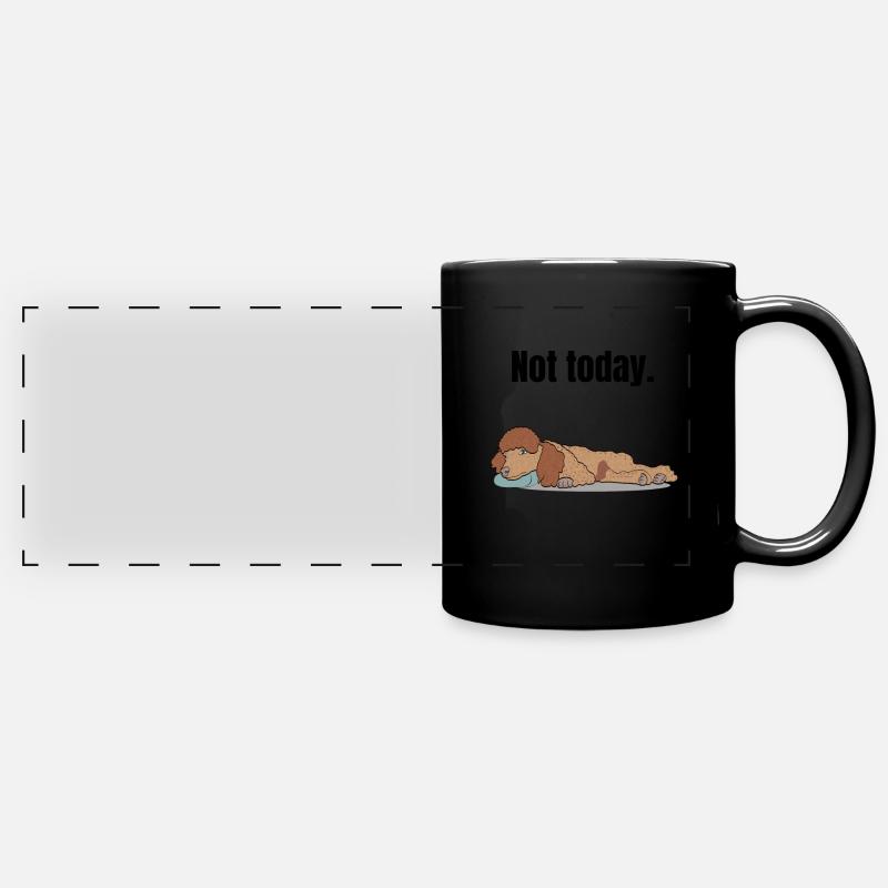 Poodle lazy tired dog gift - Full Colour Panoramic Mug - black