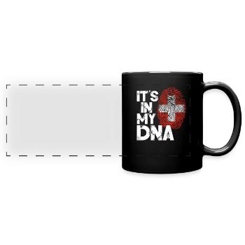 Schweiz - Panorama-Tasse farbig - Schwarz - Vorne