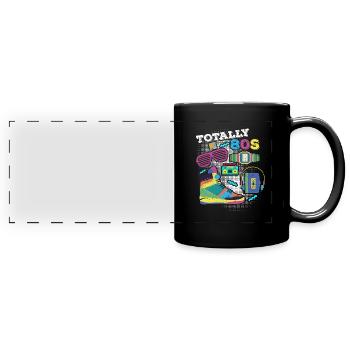 80er Jahre 80s Mottoparty Boombox Walkman Geschenk - Panorama-Tasse farbig - Schwarz - Vorne