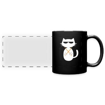 Schlagzeug Katze Schlagzeuger Haustier Drummer - Panorama-Tasse farbig - Schwarz - Vorne