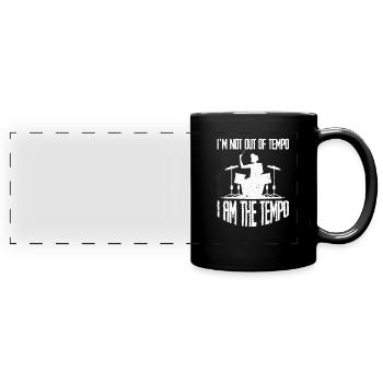 Drummer - Panorama-Tasse farbig - Schwarz - Vorne