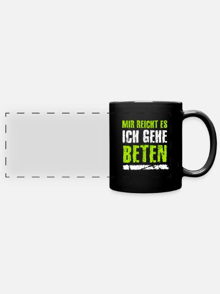 Beter, beten, Anbeten,Christliche Sprüche,Jesus - Panorama-Tasse farbig - Schwarz