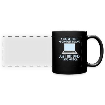 Computer - Panorama-Tasse farbig - Schwarz - Vorne