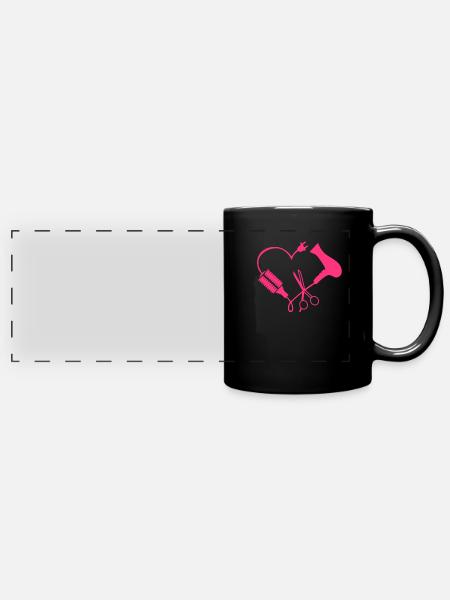 Friseurin - Panorama-Tasse farbig - Schwarz
