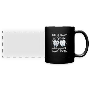 Dentiste - Mug panoramique uni - noir - Devant