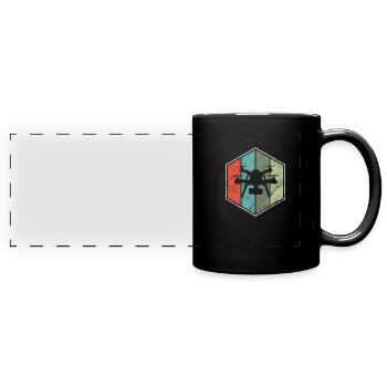 Drohne - Panorama-Tasse farbig - Schwarz - Vorne