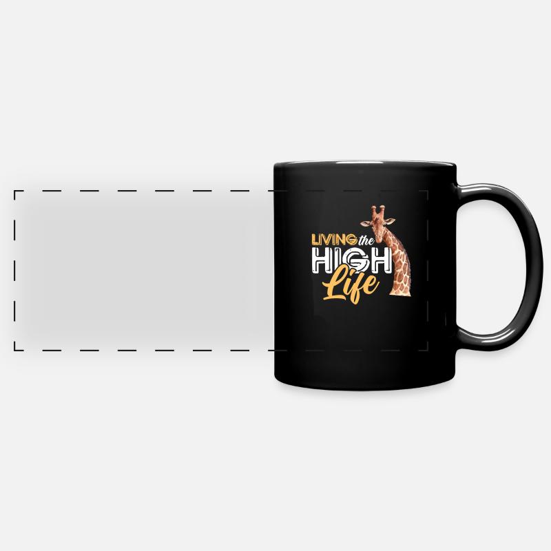 Giraffe Safari Africa Zoo Giraffe Gift - Full Colour Panoramic Mug - black