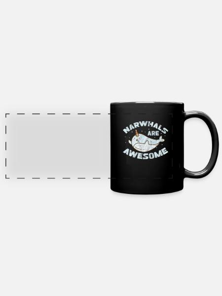 Narwal - Panorama-Tasse farbig - Schwarz